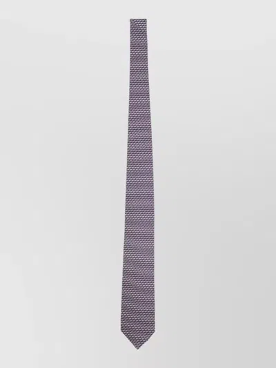 Ferragamo Slim Silk Tie Pointed Tip Patterned In Gray