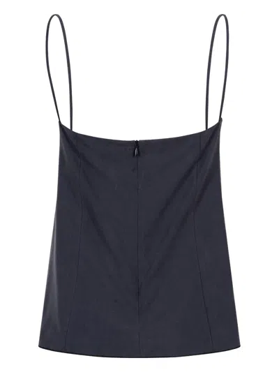 Max Mara Silk Canvas Top In Blue