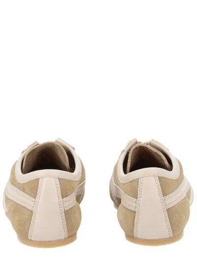 Dries Van Noten Women Beige Low-top Sneakers With Two-tone Lace-up In Suede Woman In White