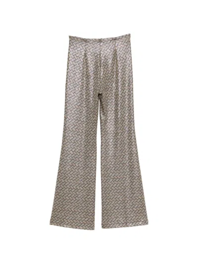 Siyu Tallis Patterned Flared Trousers In Brown
