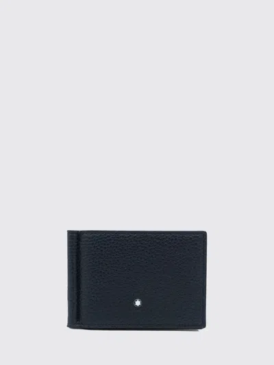 Montblanc Black Leather Wallet In Blue