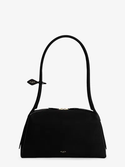 Alaïa Le Bouledogue Bowling Shoulder Bag In Nubuck Leather In Black