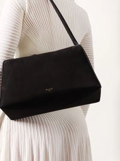 Alaïa Le Bouledogue Bowling Shoulder Bag In Nubuck Leather In Black