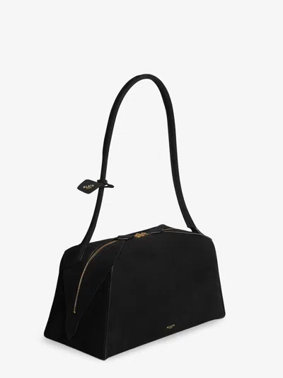 Alaïa Le Bouledogue Bowling Shoulder Bag In Nubuck Leather In Black