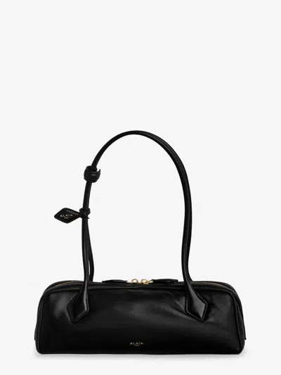 Alaïa Alaia Women Charcoal Suede Medium Le Teckel Shoulder Bag In Black