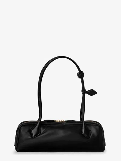 Alaïa Alaia Women Charcoal Suede Medium Le Teckel Shoulder Bag In Black