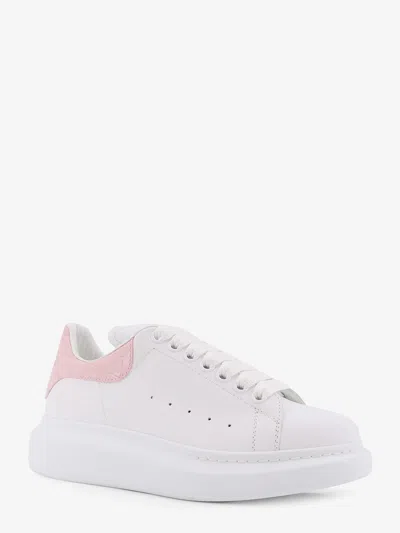 Alexander Mcqueen Women White Low Top Sneakers With Logo Lettering On Tongue And Heel In Leather Wom
