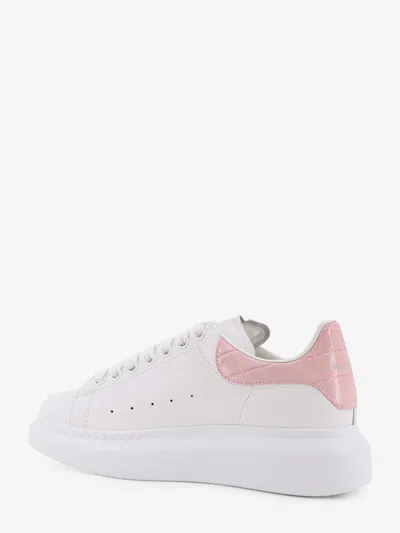 Alexander Mcqueen Women White Low Top Sneakers With Logo Lettering On Tongue And Heel In Leather Wom
