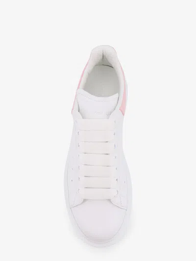 Alexander Mcqueen Women White Low Top Sneakers With Logo Lettering On Tongue And Heel In Leather Wom
