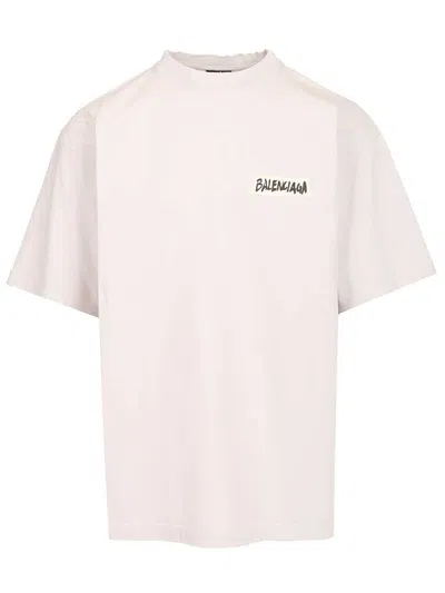 Balenciaga Oversized Logo-print Cotton-jersey T-shirt In Pink