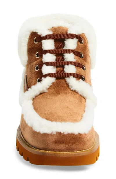 Valentino Garavani Palm Avenue Ankle Boot In Split-grain Leather And Wool 25mm Woman Tobacco/natural In Brown