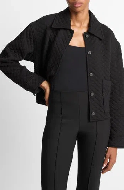 Vince Cotton Blend Quilted Jacket In Black