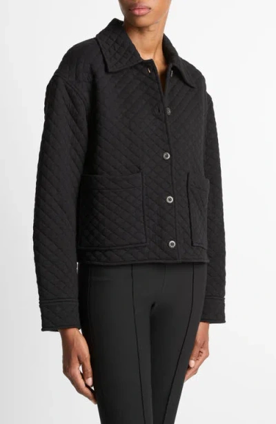 Vince Cotton Blend Quilted Jacket In Black