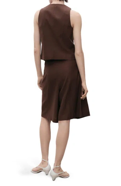 Mango Linen Blend Suit Vest Chocolate In Brown