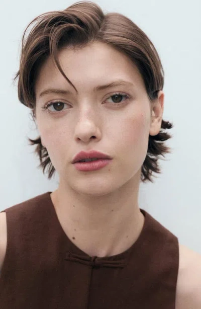 Mango Linen Blend Suit Vest Chocolate In Brown