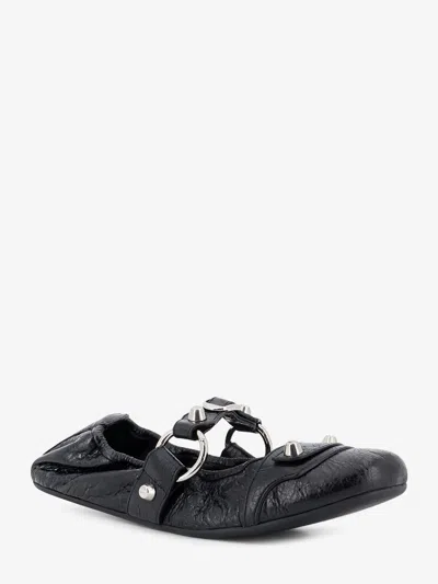 Balenciaga City Black Ballet Flats In Arena Lambskin Leather