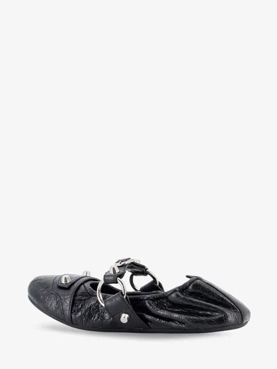 Balenciaga City Black Ballet Flats In Arena Lambskin Leather