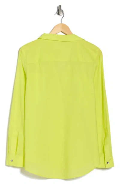 Dkny Solid Roll Sleeve Button-up Shirt In Green