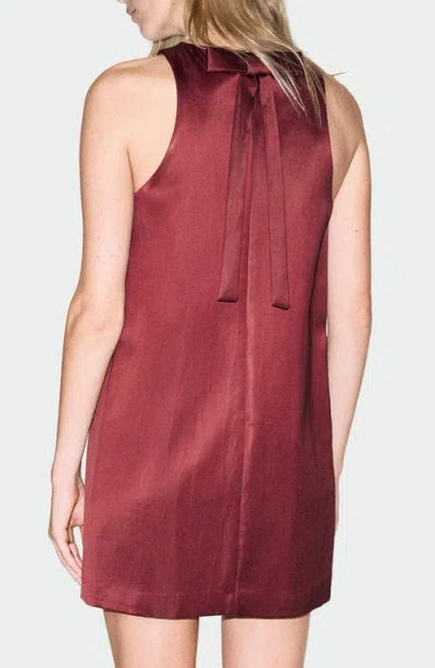 Mango Bow Back Sleeveless Satin Shift Dress In Burgundy