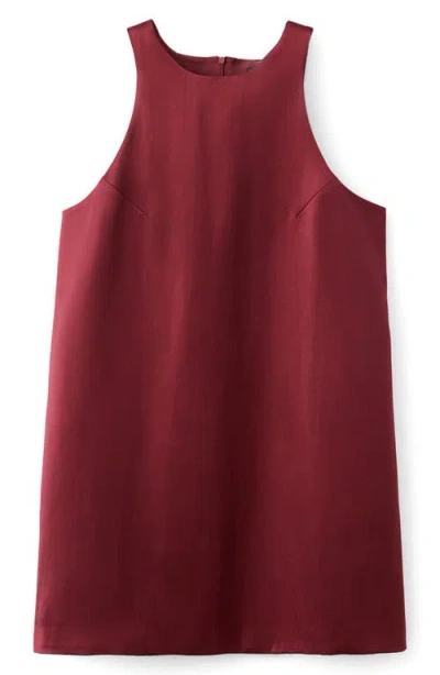 Mango Bow Back Sleeveless Satin Shift Dress In Burgundy