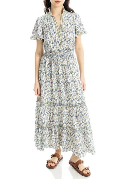 Max Studio Flutter Sleeve Maxi Dress In Multi