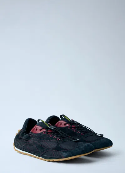 Bottega Veneta Black Fabric And Suede Orbit Flash Sneakers In Black