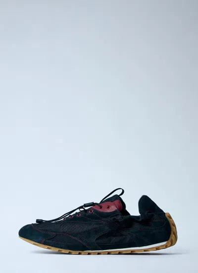 Bottega Veneta Black Fabric And Suede Orbit Flash Sneakers In Black