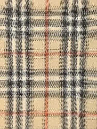 Burberry Women Beige Skirt With Adjustable Belt And All-over Check Motif In Wool Woman In Brown