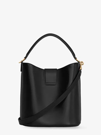 Celine Women Louise Medium Bucket Bag With Metal Triomphe Logo In Black