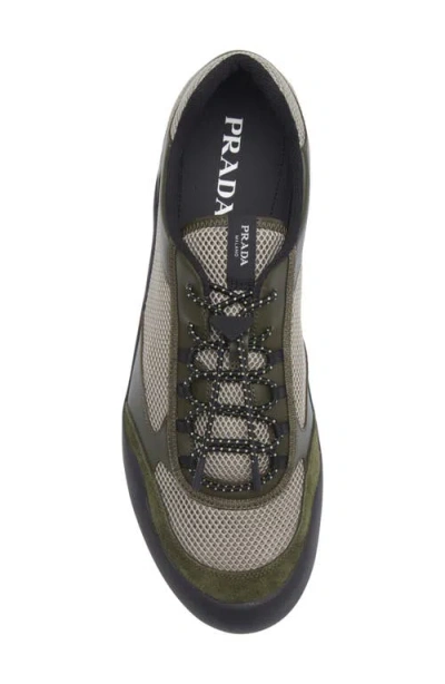 Prada Sneakers Speedrock In Leather And Mesh Fabric In Multi