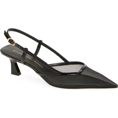 Stuart Weitzman Vinnie Pointed Toe 50mm Slingback In Black