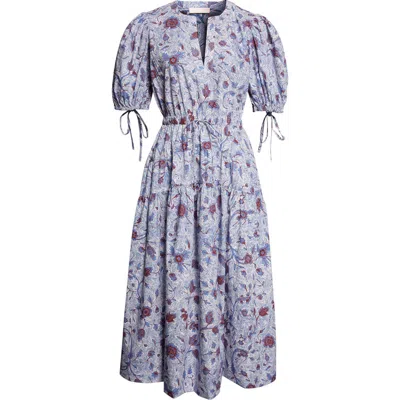 Ulla Johnson Adriana Short Sleeve Cotton Dress Gardenia In Gray