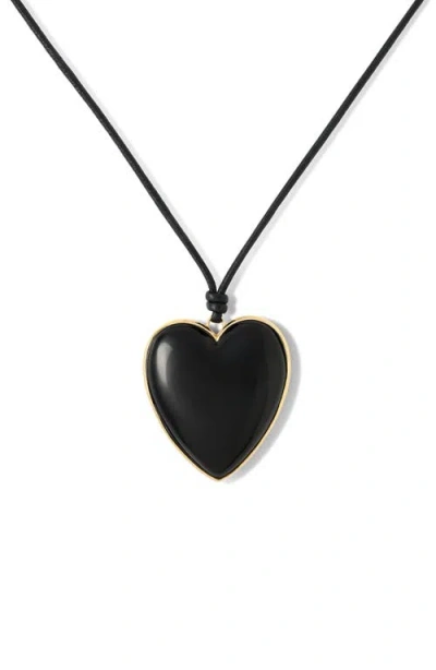 Jennifer Fisher Semi-precious Heart Leather Cord Necklace In Black