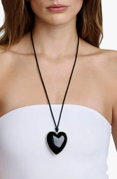 Jennifer Fisher Semi-precious Heart Leather Cord Necklace In Black