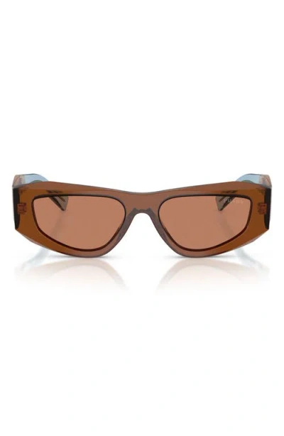 Prada 0pr B19s Translucent Brown Angular Sunglasses In Brown