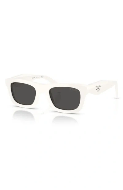 Prada 0pr D04su Acetate Rectangular Sunglasses In White