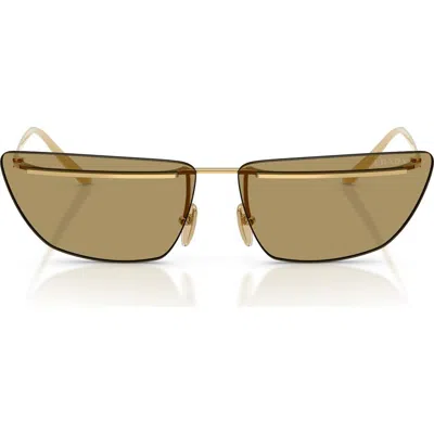 Prada 0pr C52s Angular Metal Frame Sunglasses In Brown