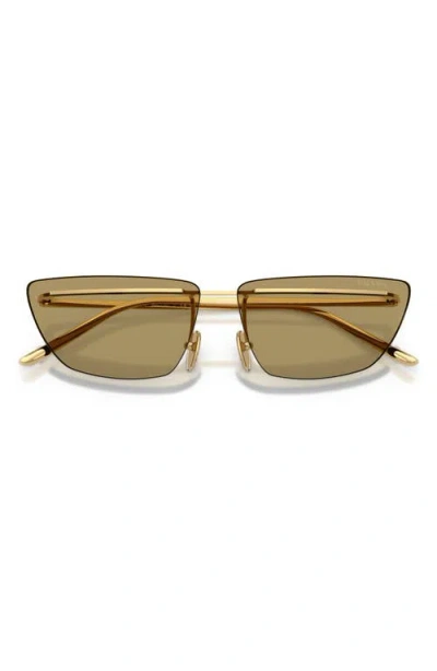 Prada 0pr C52s Angular Metal Frame Sunglasses In Brown