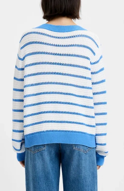 French Connection Teddy Knit Open Stripe Boat Neck Sweater In Multi