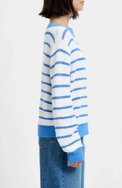 French Connection Teddy Knit Open Stripe Boat Neck Sweater In Multi