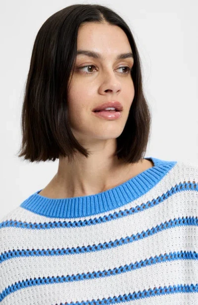 French Connection Teddy Knit Open Stripe Boat Neck Sweater In Multi