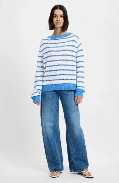 French Connection Teddy Knit Open Stripe Boat Neck Sweater In Multi