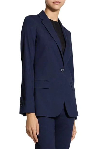 Theory Oversized Cinch Waist Blazer In Mod Silk Twill In Blue