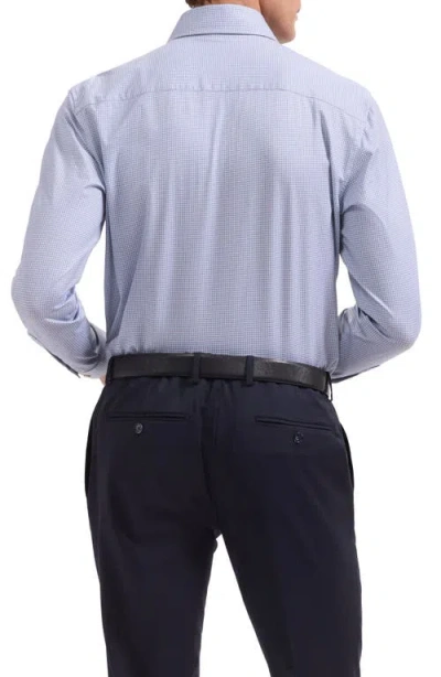 Bugatchi Devon Ooohcotton® Optical Grid Print Button-up Shirt In Blue