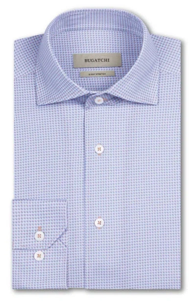 Bugatchi Devon Ooohcotton® Optical Grid Print Button-up Shirt In Blue