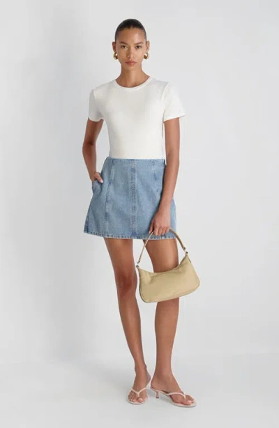 French Connection 90s Denim Multi Seam Mini Skirt In Blue