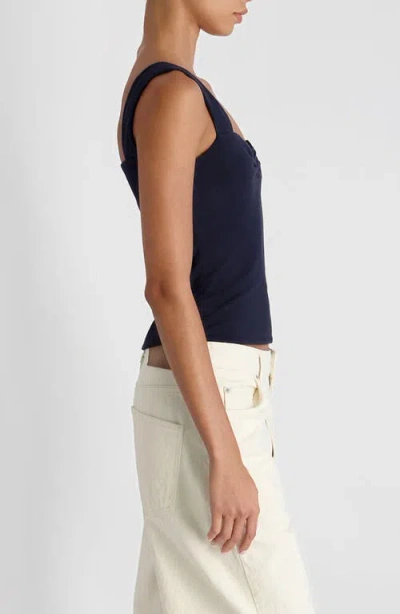 French Connection Maisie Jersey Knit Ruched Front Tank In Black
