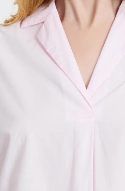 French Connection Poplin Collar Short Sleeve Pullover Top In Pink