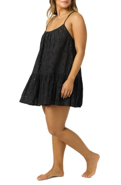 O'neill Kylee Cotton Eyelet Cover-up Minidress In Black