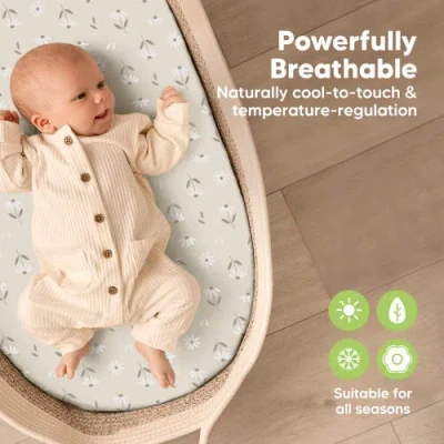 Keababies 2-pack Isla Fitted Bassinet Sheets In Multi